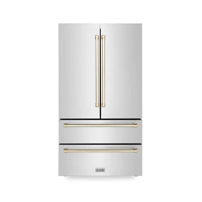 ZLINE 36" Autograph 22.5 cu. ft French Door Refrigerator with Ice Maker  Stainless Steel RFMZ-36-G