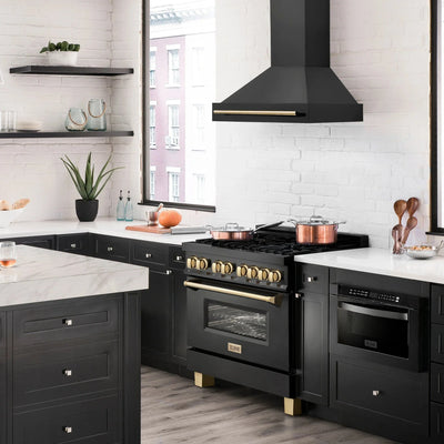 ZLINE 36" Autograph Black Stainless Wall Range Hood, Bronze, BS655Z-36-CB