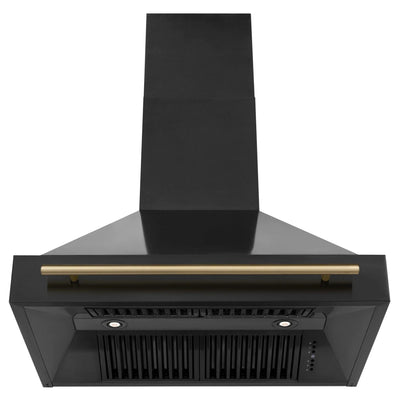 ZLINE 36" Autograph Black Stainless Wall Range Hood, Bronze, BS655Z-36-CB