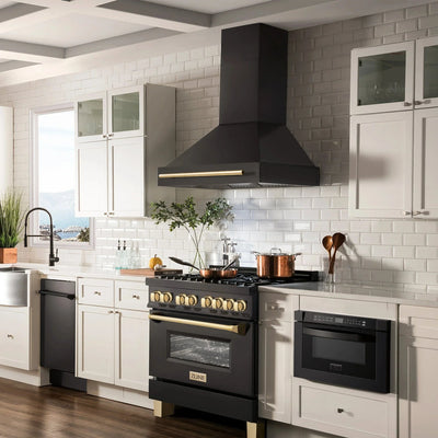 ZLINE 36" Autograph Black Stainless Wall Range Hood, Bronze, BS655Z-36-CB