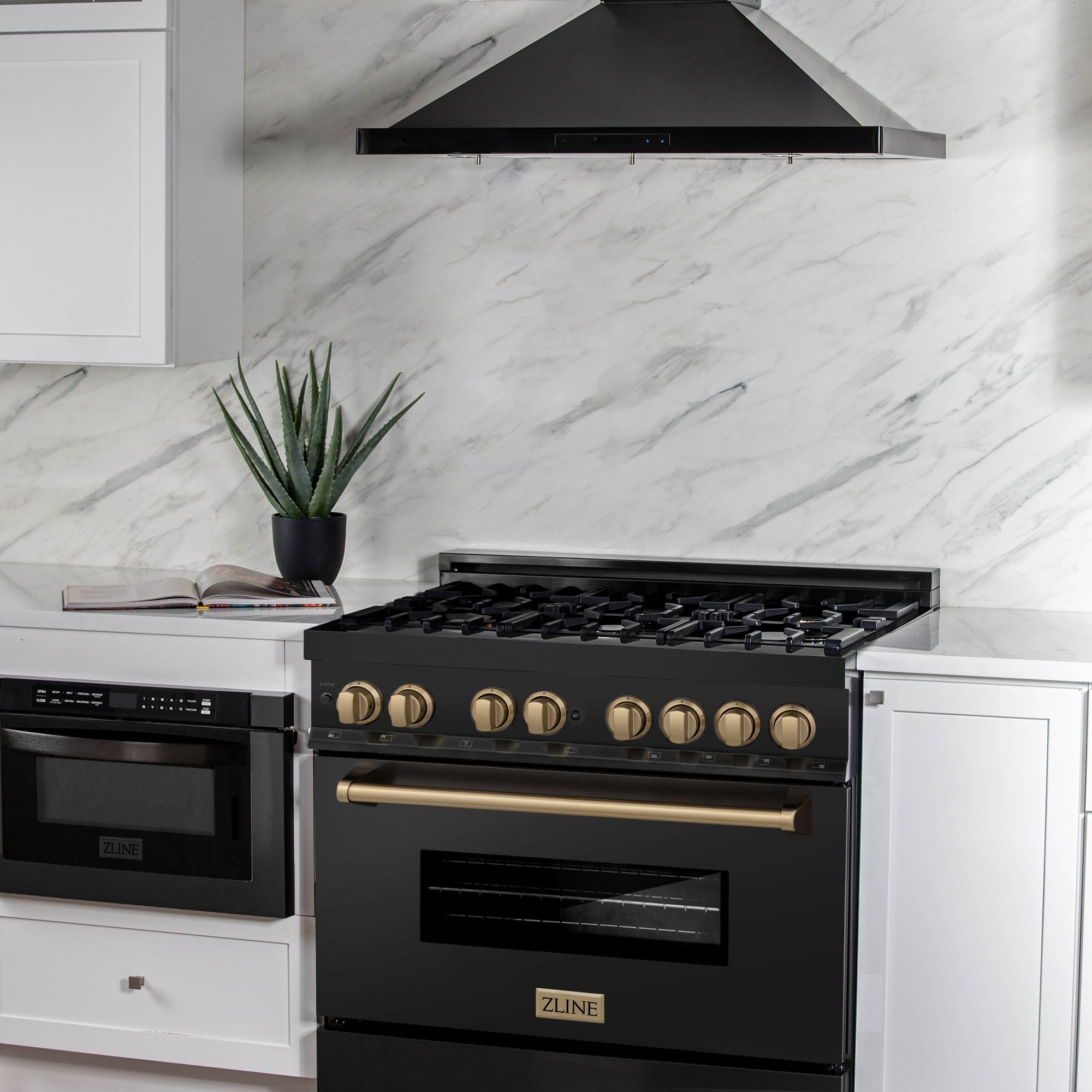 ZLINE 36" Autograph Dual Fuel Range, Black Stainless, RABZ-36-CB