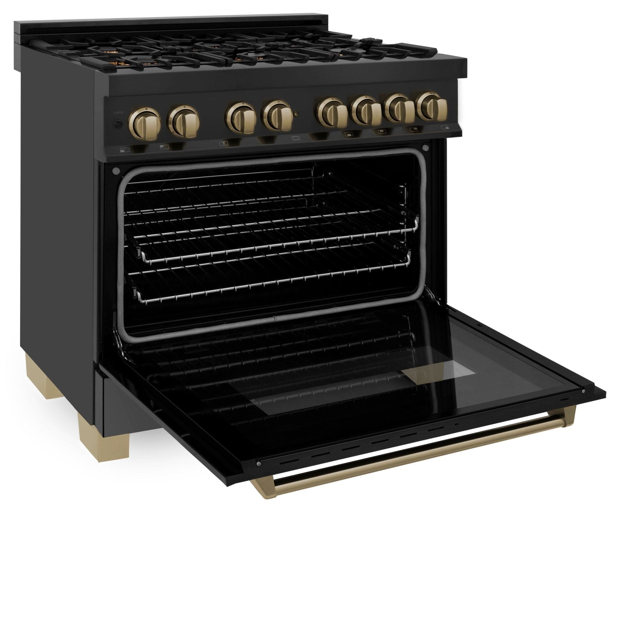 ZLINE 36" Autograph Dual Fuel Range, Black Stainless, RABZ-36-CB