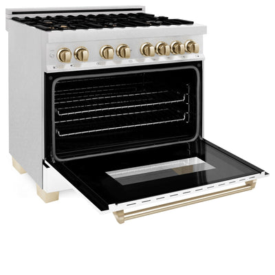 ZLINE 36" Autograph Dual Fuel Range, DuraSnow, White door, RASZ-WM-36-CB