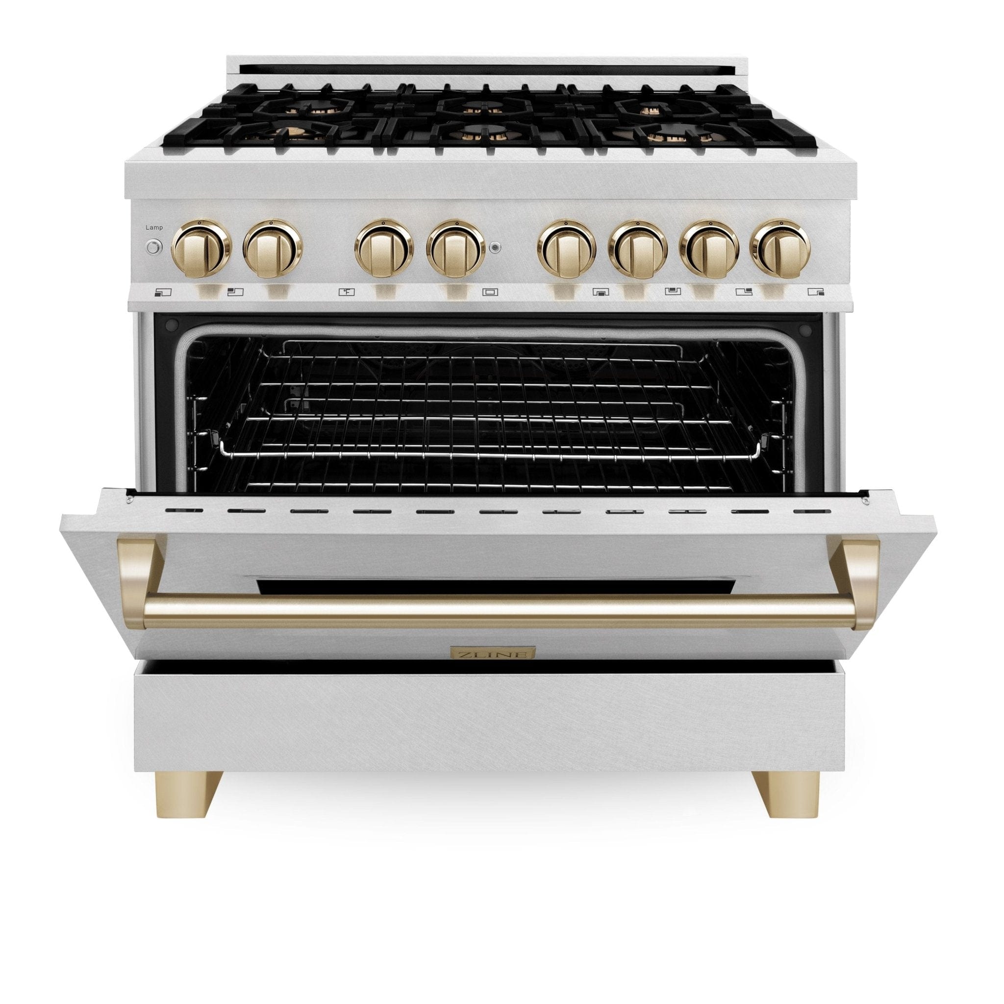 ZLINE 36" Autograph Dual Fuel Range, DuraSnow,Champagne, RASZ-SN-36-CB
