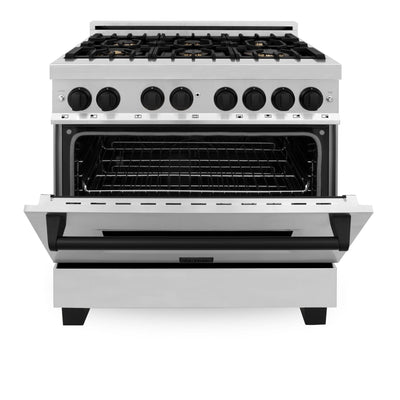 ZLINE 36" Autograph Dual Fuel Range, Stainless Steel, RAZ-36-MB