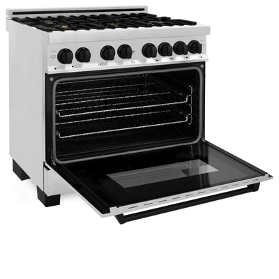 ZLINE 36" Autograph Dual Fuel Range, Stainless Steel, RAZ-36-MB