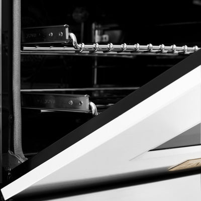 ZLINE 36" Autograph Dual Fuel Range, White, Champaign Accents, RAZ-WM-36-CB