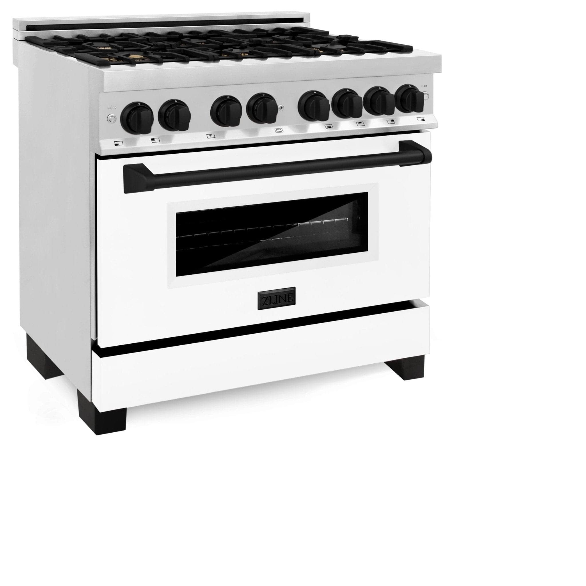 ZLINE 36" Autograph Dual Fuel Range, White Door, RAZ-WM-36-MB
