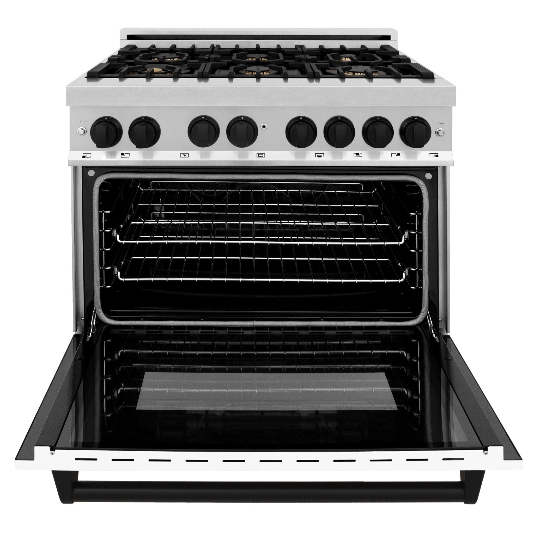 ZLINE 36" Autograph Dual Fuel Range, White Door, RAZ-WM-36-MB