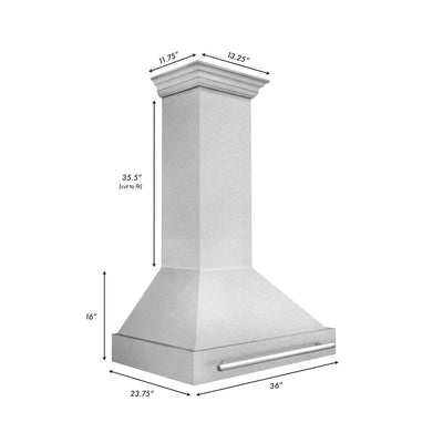 ZLINE 36" Autograph DuraSnow Stainless Steel Wall Range Hood 8654SNX-36
