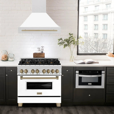 ZLINE 36" Autograph DuraSnow White Range Hood 8654SNZ-WM36-CB