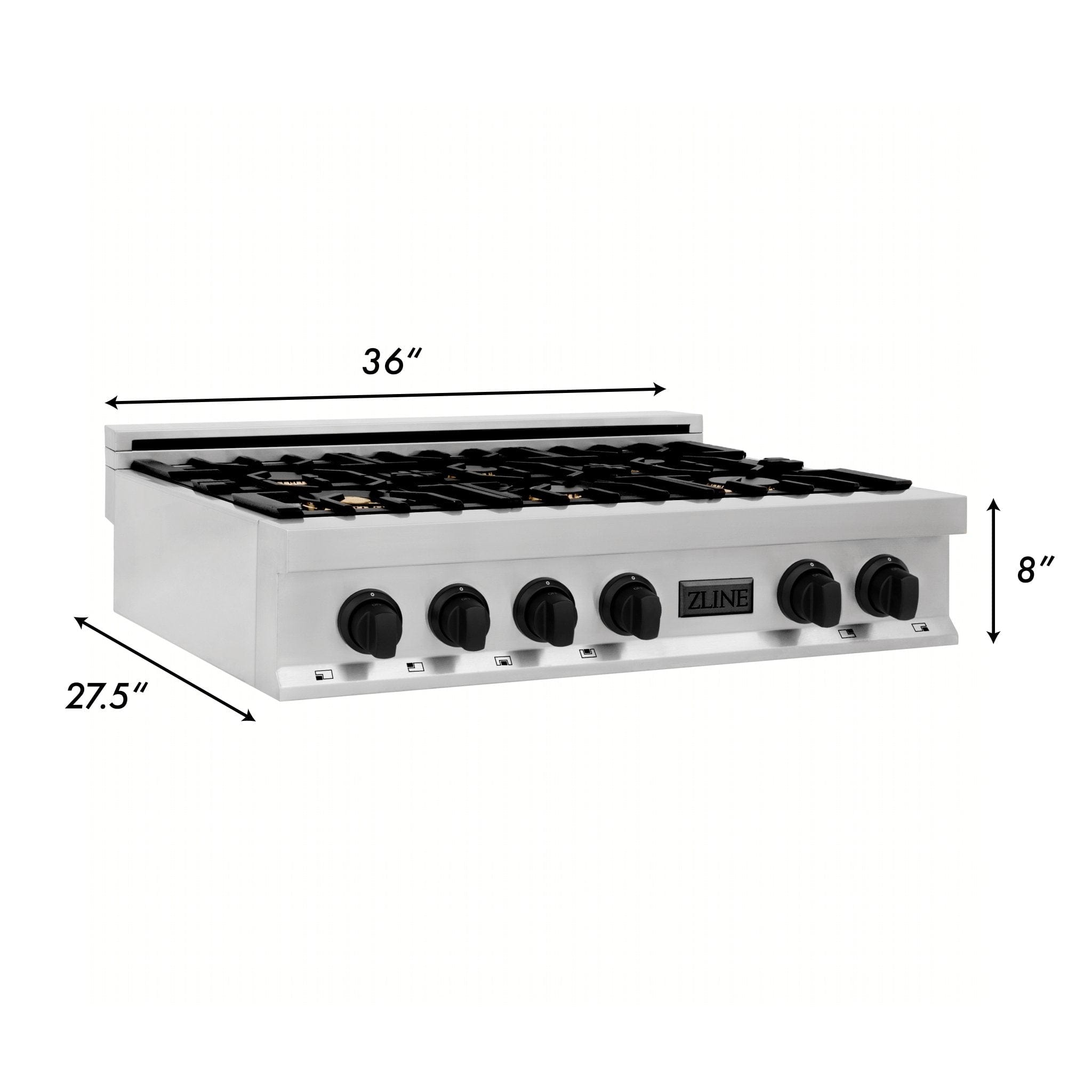 ZLINE 36" Autograph Porcelain Rangetop, Stainless,MatteBlack,RTZ-36-MB