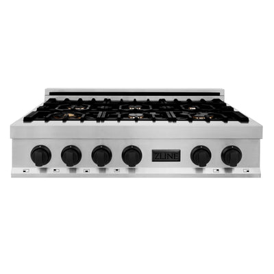 ZLINE 36" Autograph Porcelain Rangetop, Stainless,MatteBlack,RTZ-36-MB