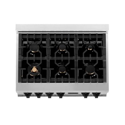 ZLINE 36" Autograph Porcelain Rangetop, Stainless,MatteBlack,RTZ-36-MB