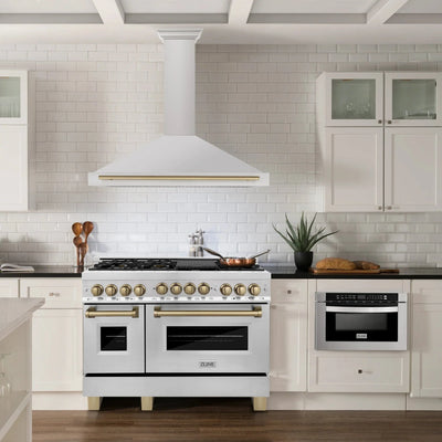 ZLINE 48" Autograph Edition Stainless Steel Range Hood with Stainless Steel Shell and Champagne Bronze Accents KB4STZ-48-CB
