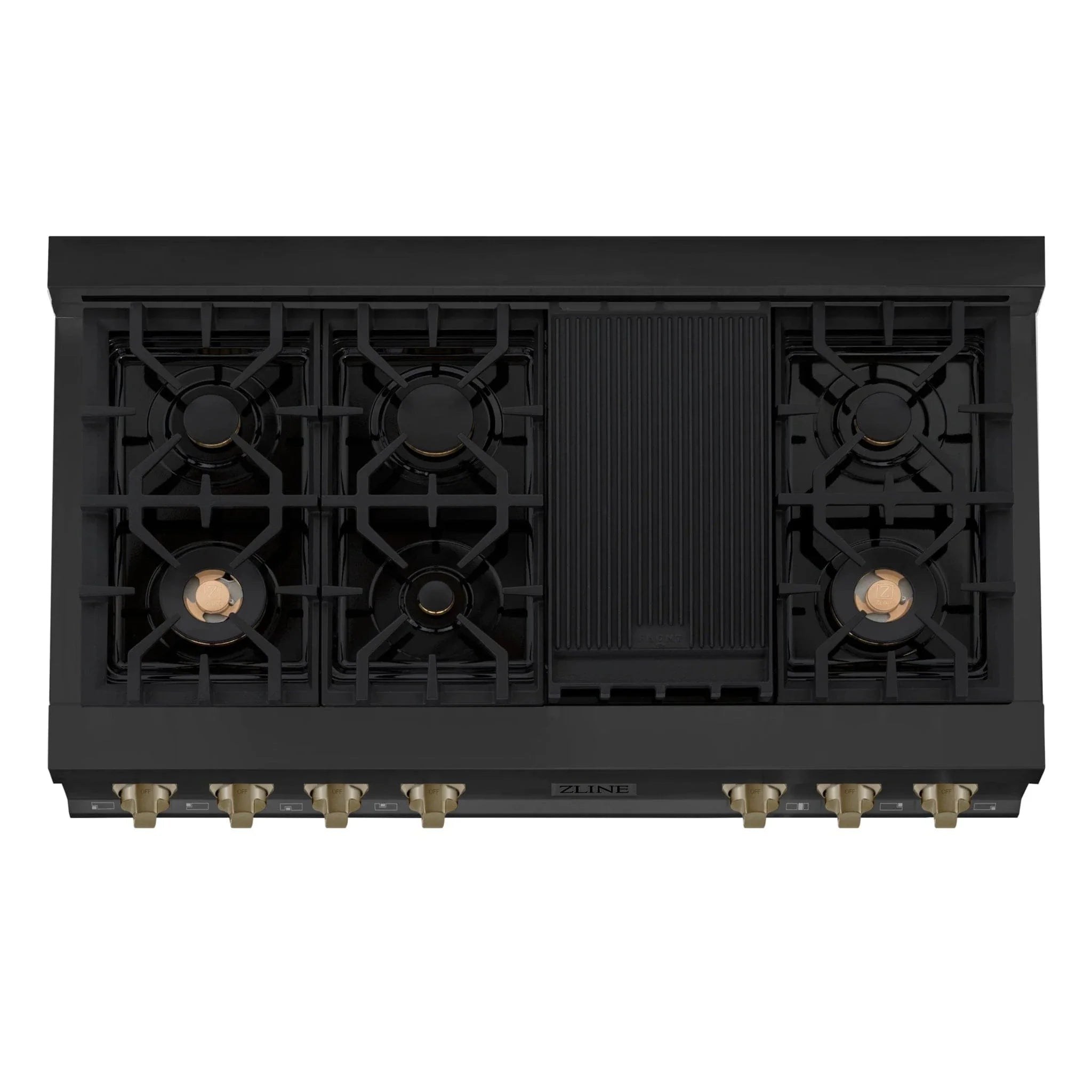 ZLINE 48" Autograph Rangetop, Black Stainless, Champagne Bronze Accents, RTBZ-48-CB