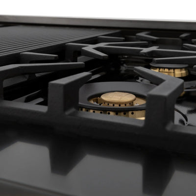 ZLINE 48" Autograph Rangetop, Black Stainless, Champagne Bronze Accents, RTBZ-48-CB