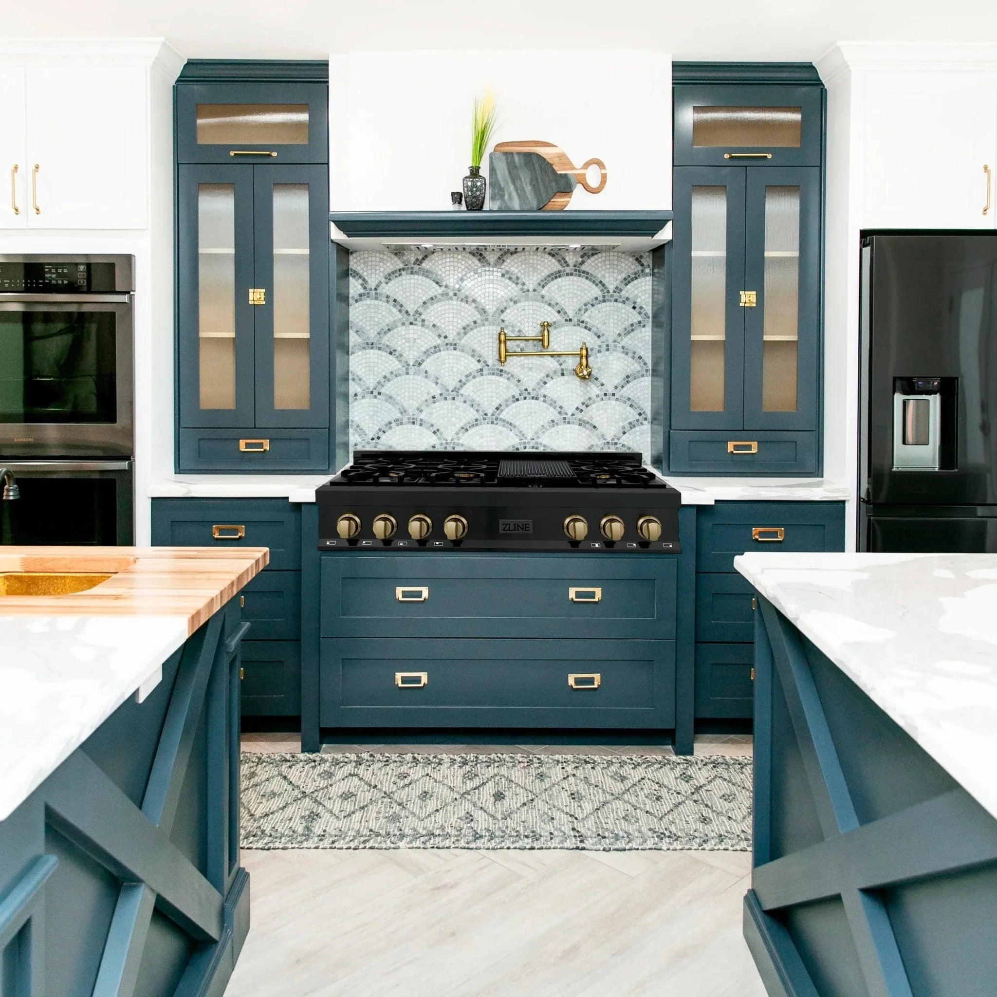 ZLINE 48" Autograph Rangetop, Black Stainless, Champagne Bronze Accents, RTBZ-48-CB