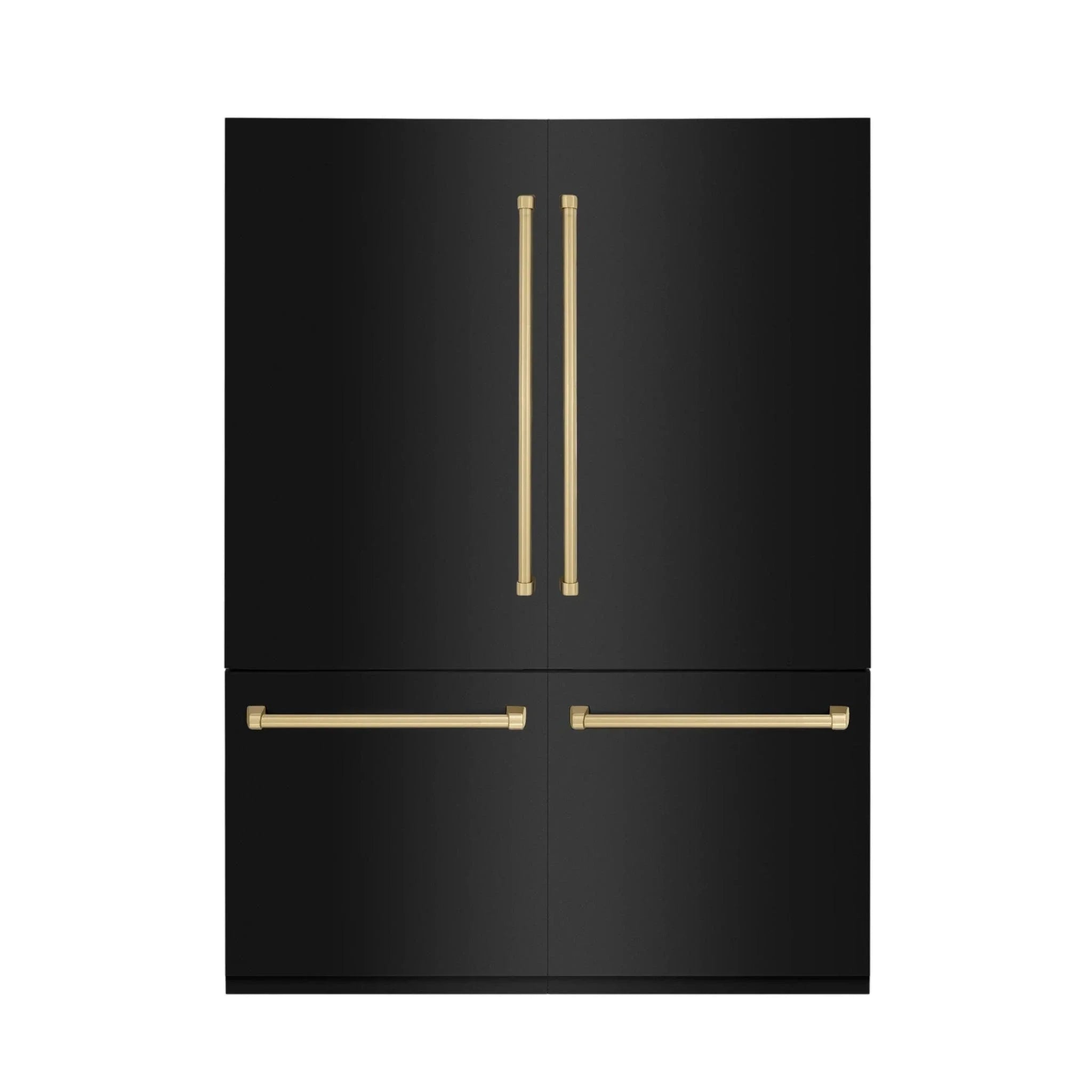 ZLINE 60" Autograph 32.2 cu. ft. 4-Door French Door Fridge Water/Ice Dispenser Black Stainless Steel Champagne Bronze Accents RBIVZ-BS-60-CB