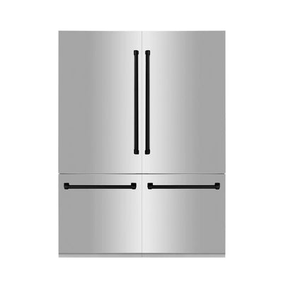 ZLINE 60" Autograph 32.2 cu. ft. 4-Door French Door Fridge Water/Ice Dispenser Stainless Steel Matte Black Accents RBIVZ-304-60-MB