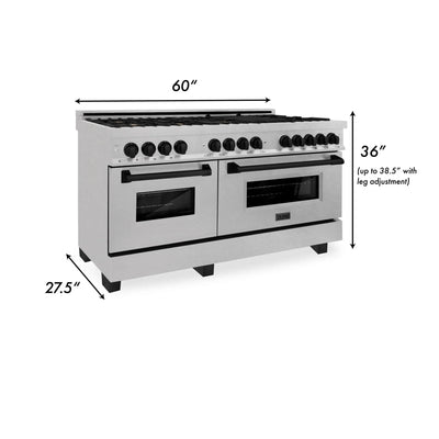 ZLINE 60" Autograph Edition Dual Fuel Range, DuraSnow, RASZ-SN-60-MB