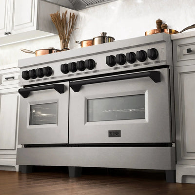 ZLINE 60" Autograph Edition Dual Fuel Range, DuraSnow, RASZ-SN-60-MB