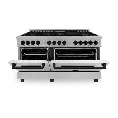 ZLINE 60" Autograph Edition Dual Fuel Range, DuraSnow, RASZ-SN-60-MB