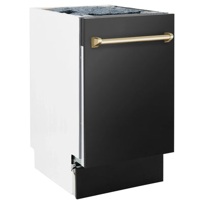 ZLINE Autograph 18" Dishwasher Black Stainless, Bronze, DWVZ-BS-18-CB