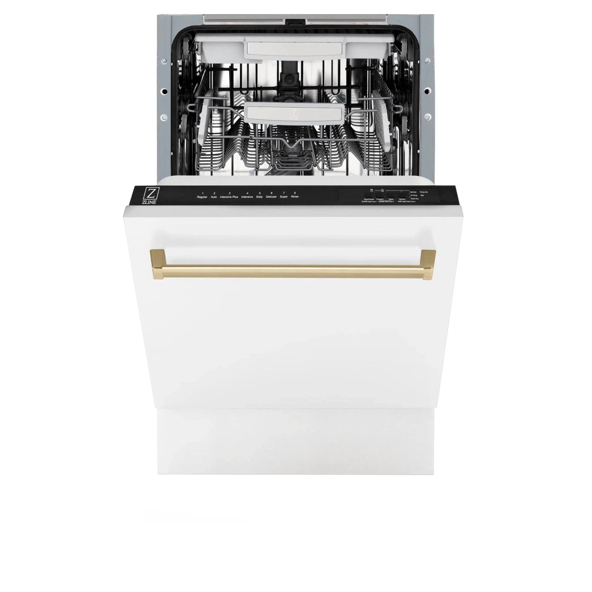 ZLINE Autograph 18" Dishwasher White Door, Bronze Handle DWVZ-WM-18-CB