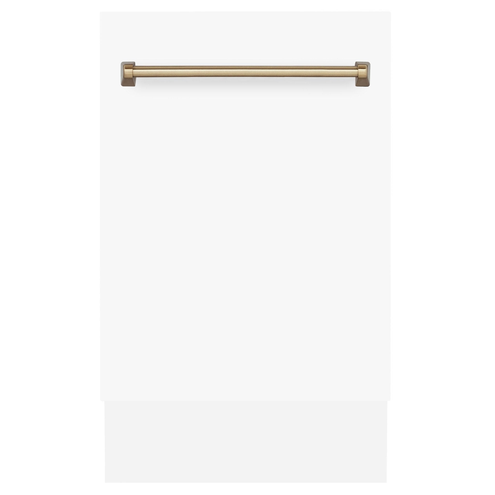 ZLINE Autograph 18" Dishwasher White Door, Bronze Handle DWVZ-WM-18-CB