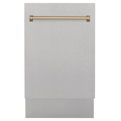 ZLINE Autograph 18" DuraSnow Dishwasher, Bronze Handle DWVZ-SN-18-CB
