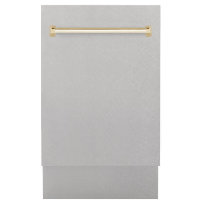 ZLINE Autograph 18" DuraSnow Dishwasher, Gold Handle DWVZ-SN-18-G