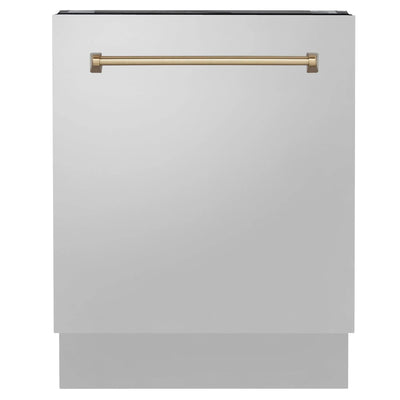 ZLINE Autograph 24" Dishwasher Stainless Door, Champagne Bronze Handle DWVZ-304-24-CB