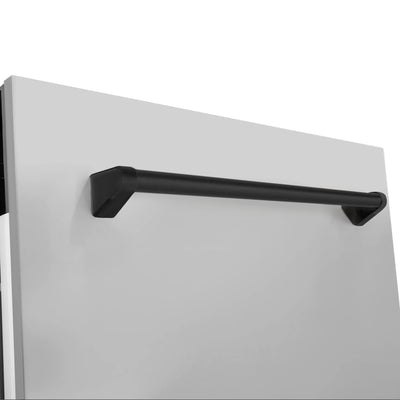 ZLINE Autograph 24" Dishwasher Stainless Door, Matte Black Handle DWVZ-304-24-MB