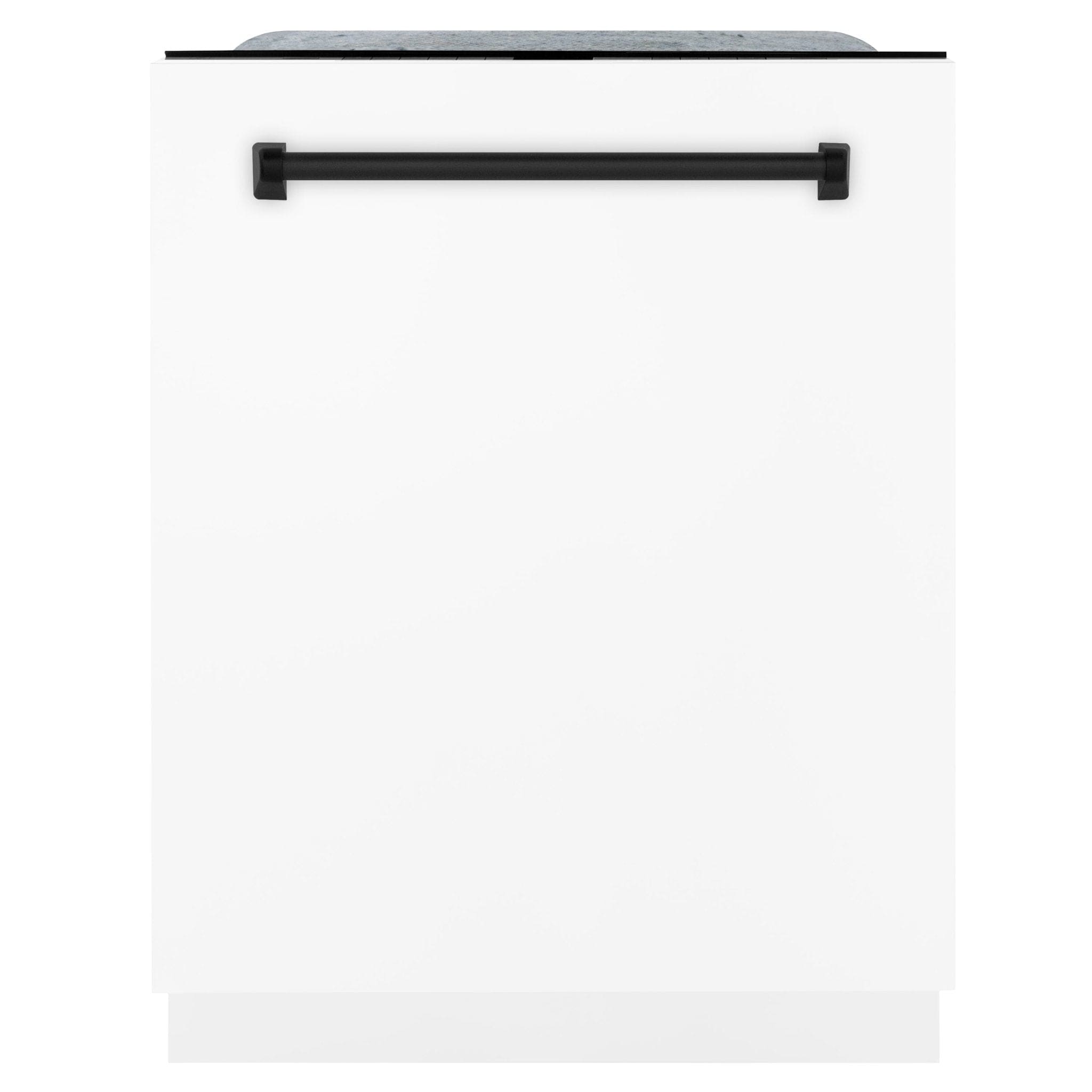 ZLINE Autograph 24" Dishwasher White Door, Black Handle DWMTZ-WM-24-MB