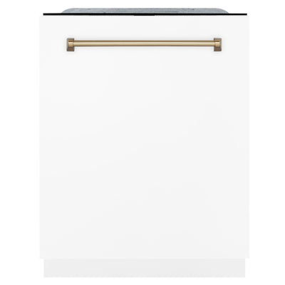 ZLINE Autograph 24" Dishwasher, White Door, Bronze DWMTZ-WM-24-CB