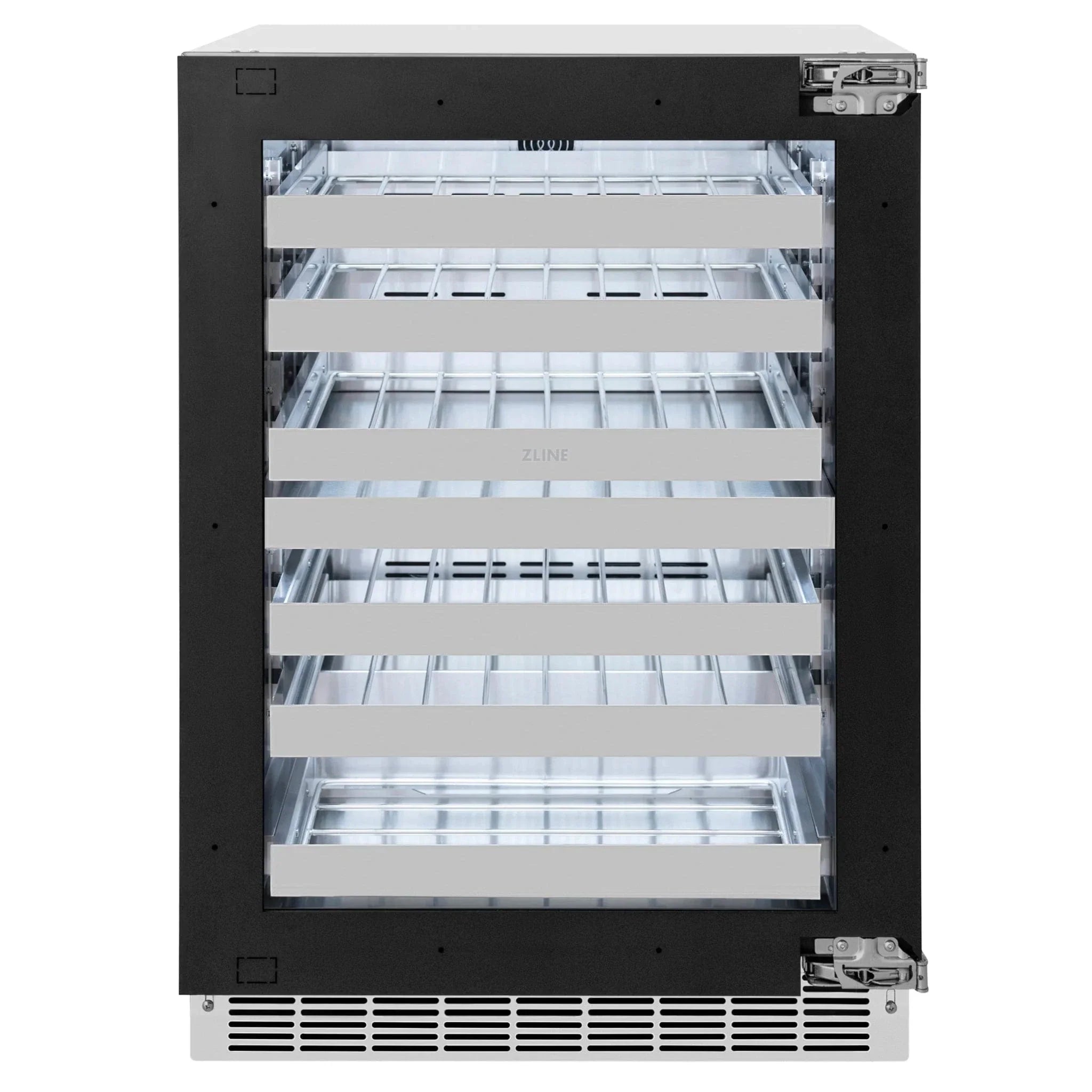 ZLINE Autograph 24 in. Dual Zone 44 Bottle Wine Cooler With Panel Ready Glass Door And Champagne Bronze Handle RWDPOZ-24-CB