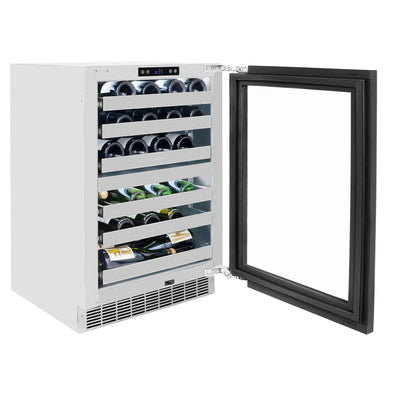 ZLINE Autograph 24 in. Dual Zone 44 Bottle Wine Cooler With Panel Ready Glass Door And Champagne Bronze Handle RWDPOZ-24-CB
