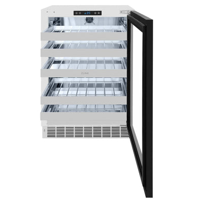 ZLINE Autograph 24 in. Dual Zone 44 Bottle Wine Cooler With Panel Ready Glass Door And Champagne Bronze Handle RWDPOZ-24-CB