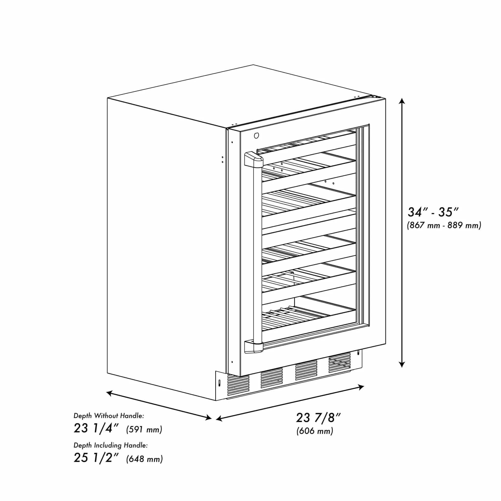 ZLINE Autograph 24 in. Dual Zone 44 Bottle Wine Cooler With Stainless Steel Glass Door And Champagne Bronze Handle RWDOZ-GS-24-CB