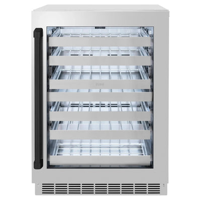ZLINE Autograph 24 in. Dual Zone 44 Bottle Wine Cooler With Stainless Steel Glass Door And Matte Black Handle RWDOZ-GS-24-MB