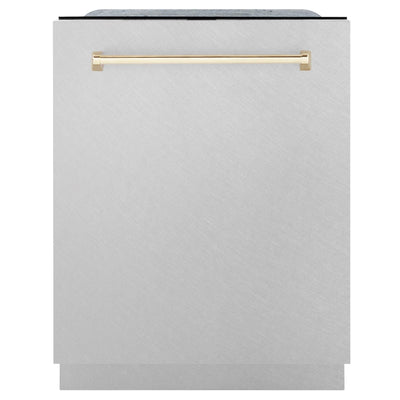 ZLINE Autograph Edition 24" Dishwasher DuraSnow, Gold DWMTZ-SN-24-G