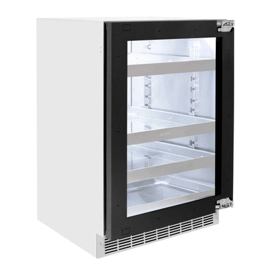 ZLINE Autograph Edition 24 in. Touchstone 151 Can Beverage Fridge With Panel Ready Glass Door And Matte Black Handle RBSPOZ-24-MB