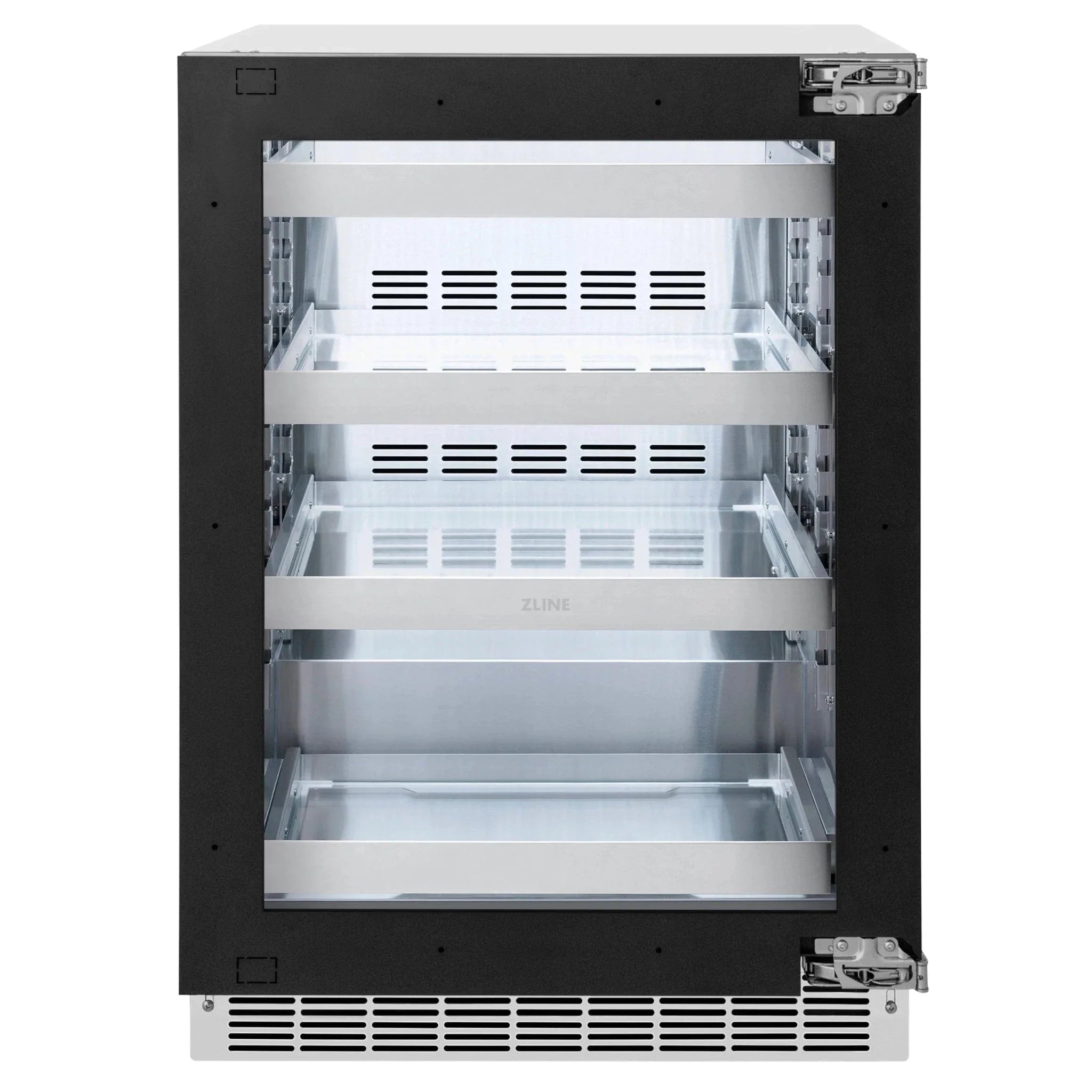 ZLINE Autograph Edition 24 in. Touchstone 151 Can Beverage Fridge With Panel Ready Glass Door And Polished Gold Handle RBSPOZ-24-G