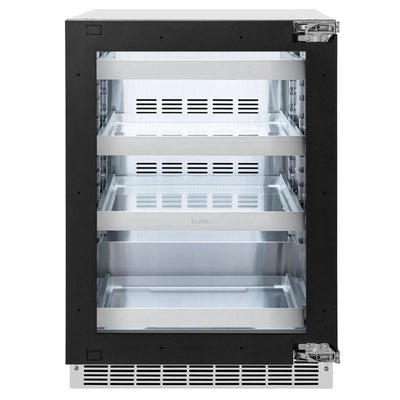 ZLINE Autograph Edition 24 in. Touchstone 151 Can Beverage Fridge With Panel Ready Glass Door And Polished Gold Handle RBSPOZ-24-G