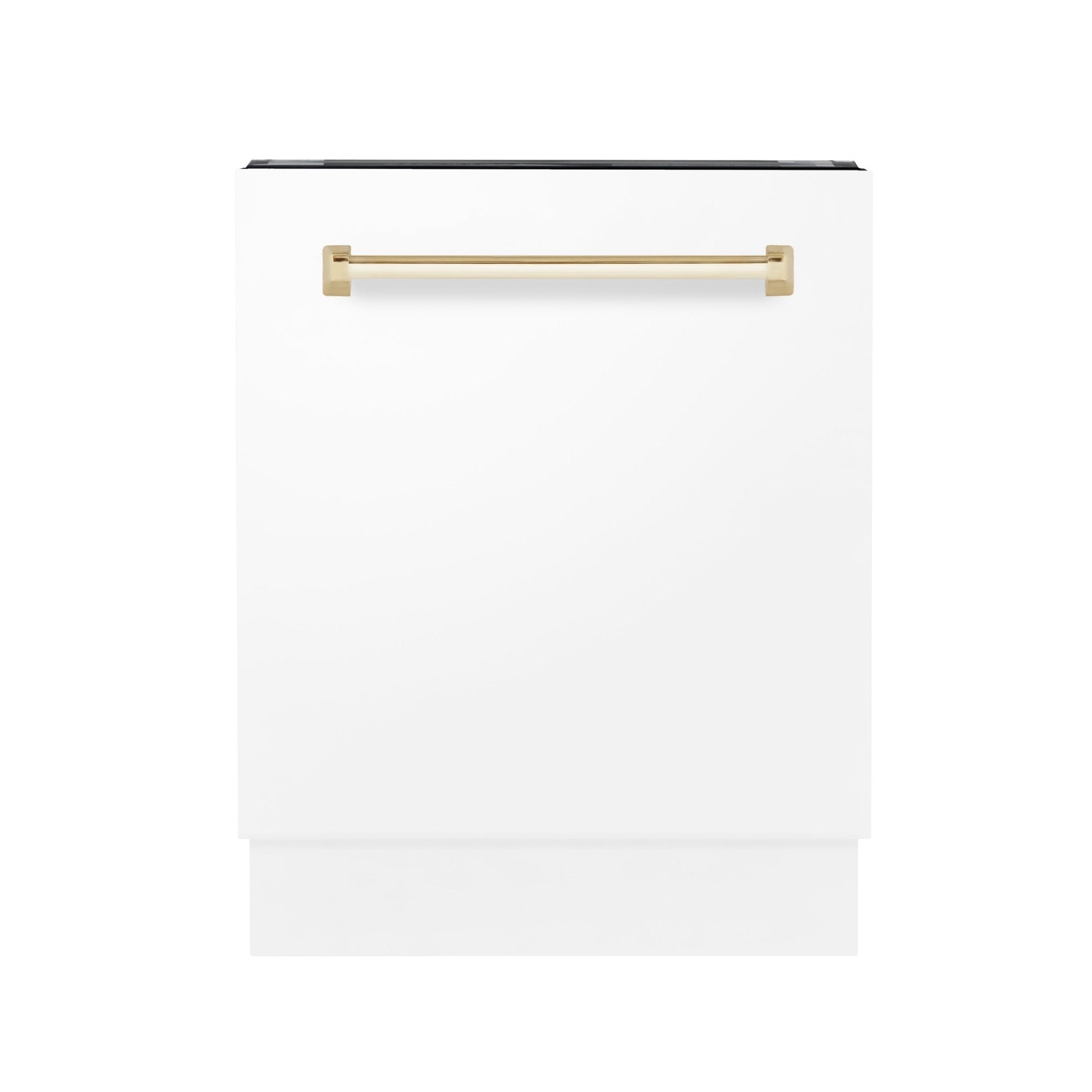 ZLINE Autograph White Door 24" Dishwasher, Gold Handle DWVZ-WM-24-G