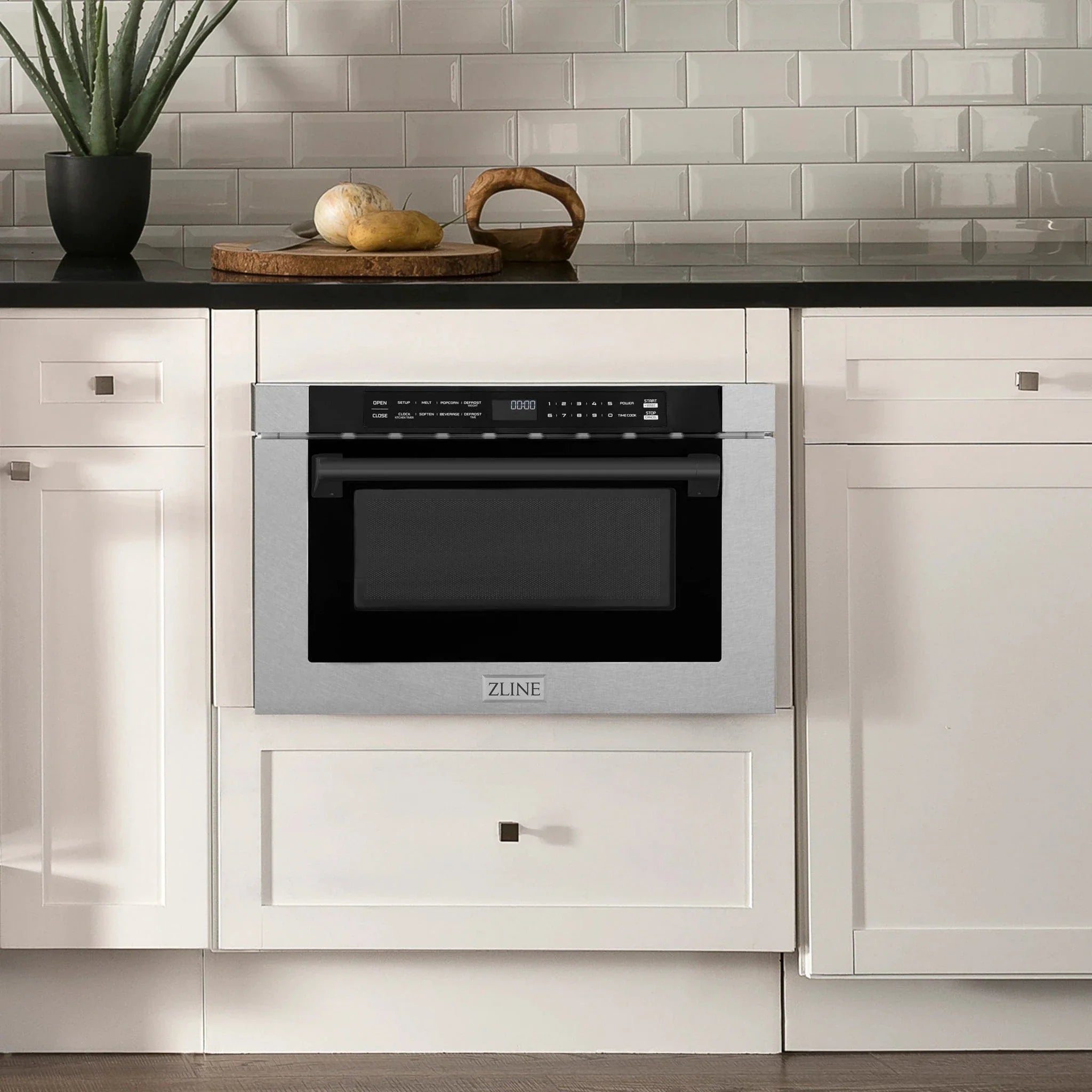 Zline Microwave Drawer, DuraSnow, Matte Black MWDZ-1-SS-H-MB